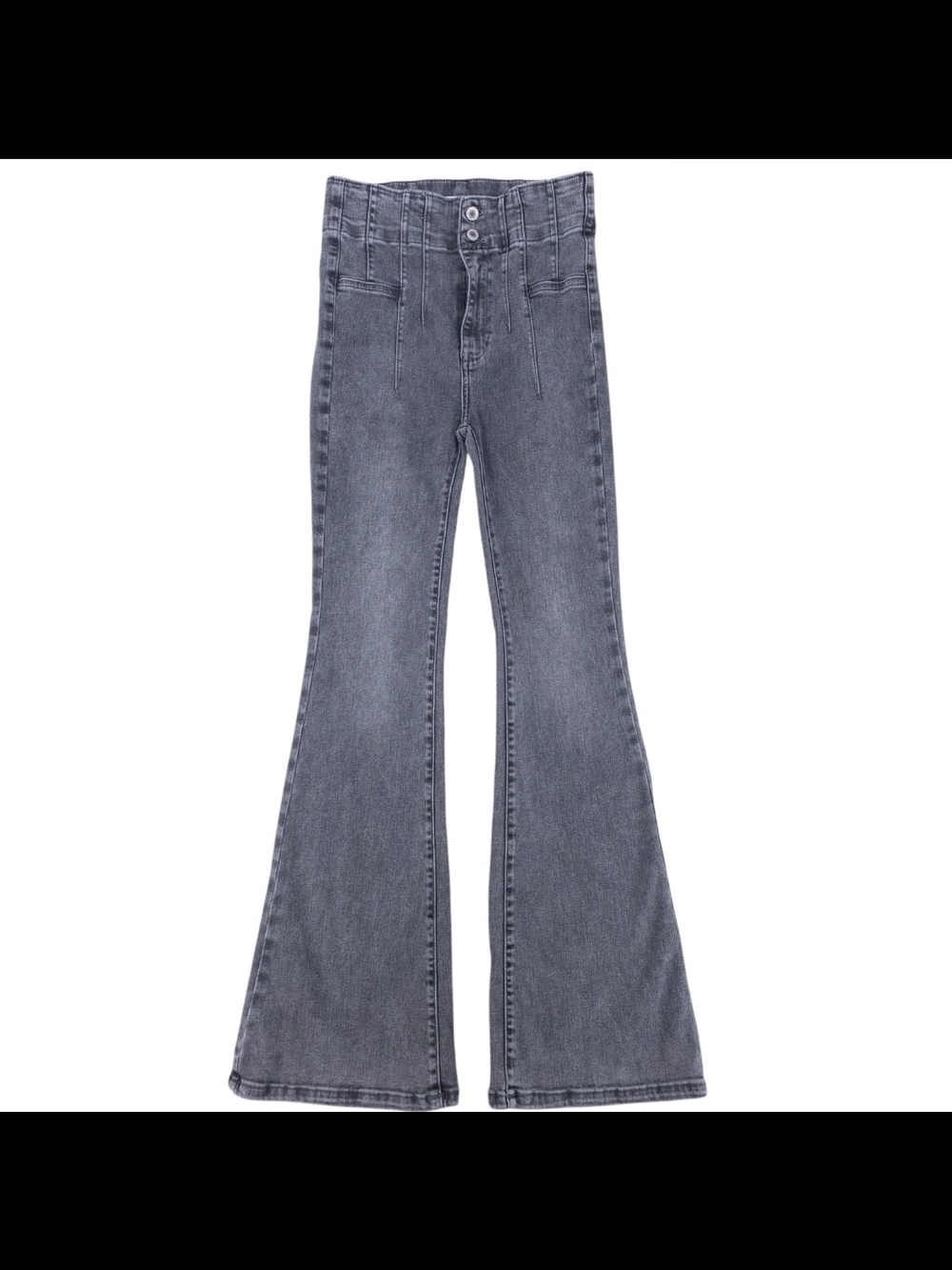 We The Free Jayde Washed Gray High-Rise Flare Jeans